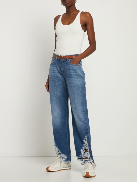 Stella McCartney: Low rise distressed cotton denim jeans - Denim - women_1 | Luisa Via Roma