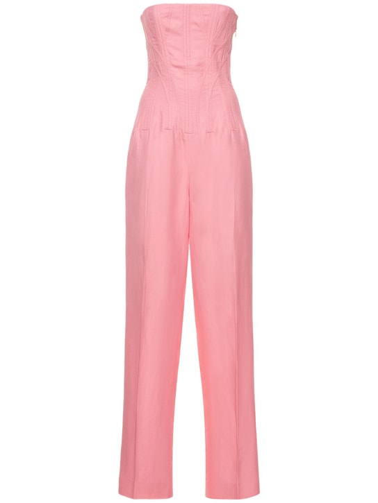 Stella McCartney: Tuta in crepe con corsetto - Rosa - women_0 | Luisa Via Roma