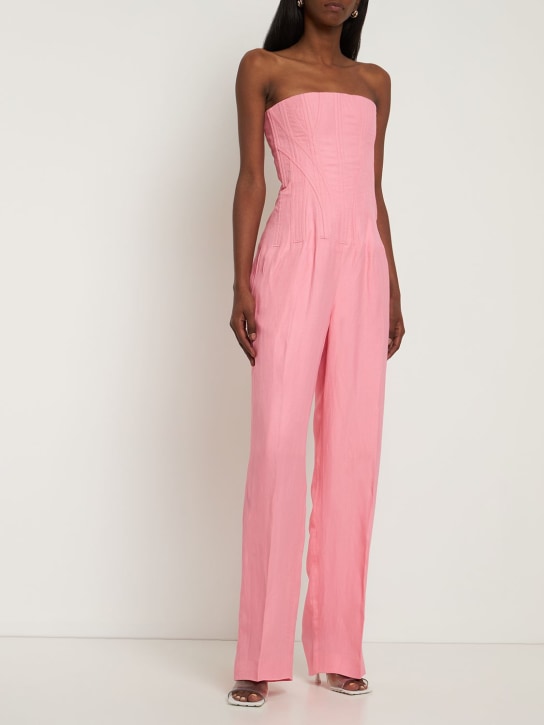 Stella McCartney: Tuta in crepe con corsetto - Rosa - women_1 | Luisa Via Roma