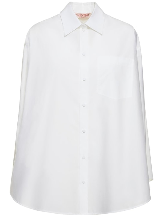 Valentino: 棉质府绸大廓型衬衫 - 白色 - women_0 | Luisa Via Roma