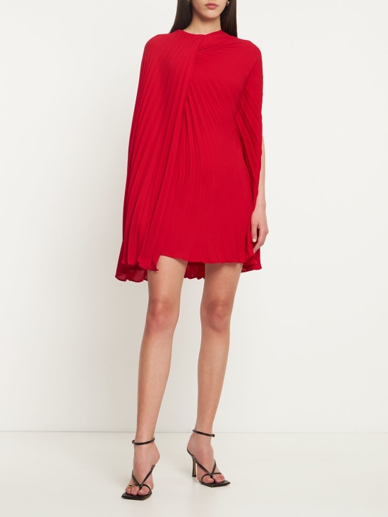Valentino: Vestido de seda georgette - Rojo - women_1 | Luisa Via Roma