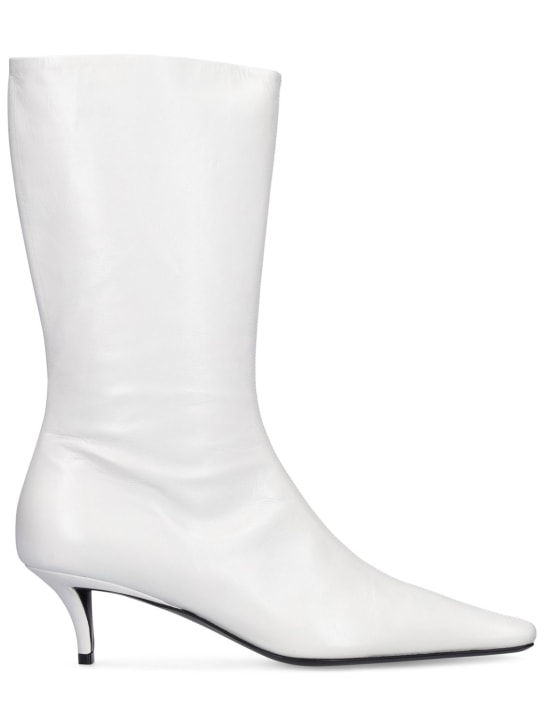 Jil Sander: レザーアンクルブーツ 50mm - ホワイト - women_0 | Luisa Via Roma