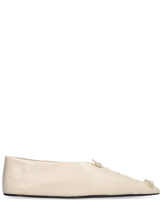 Jil Sander: 10毫米皮革芭蕾平底鞋 - 浅米黄色 - women_0 | Luisa Via Roma
