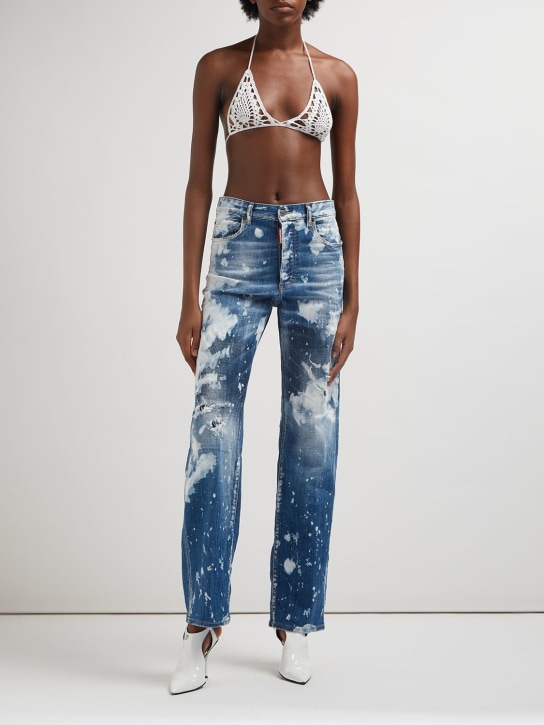 Dsquared2: Jeans anchos de denim blanqueado - women_1 | Luisa Via Roma
