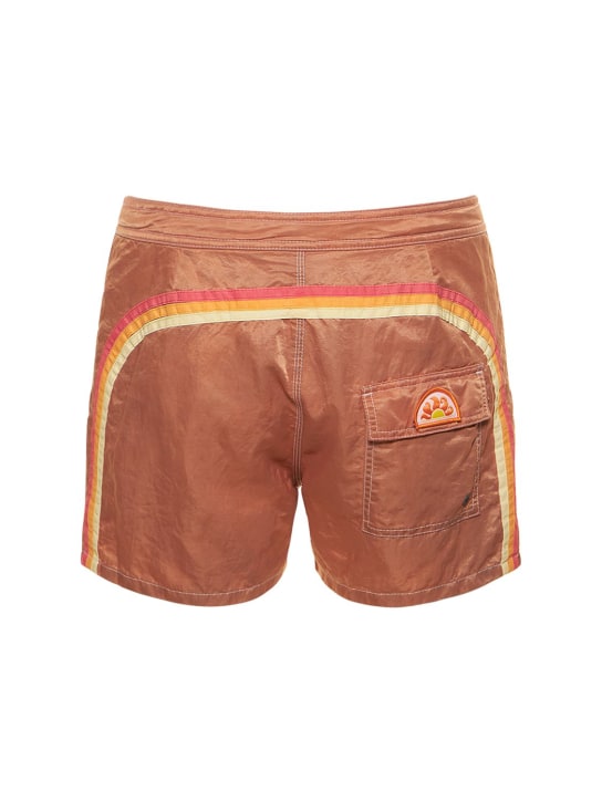 SUNDEK GOLDENWAVE: Fixed waist logo satin swim shorts - men_1 | Luisa Via Roma