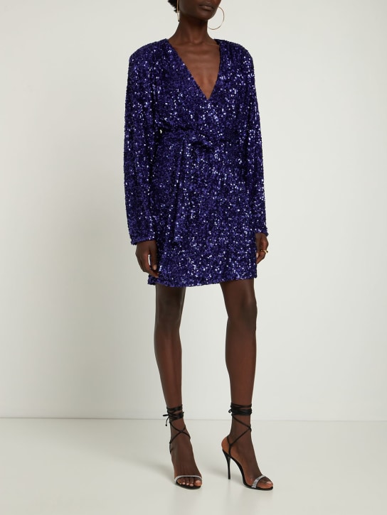 Rotate: Robe courte portefeuille Samantha - Bleu - women_1 | Luisa Via Roma