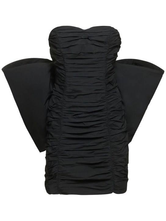 Rotate: Taft pleated mini dress w/ bow - Black - women_0 | Luisa Via Roma