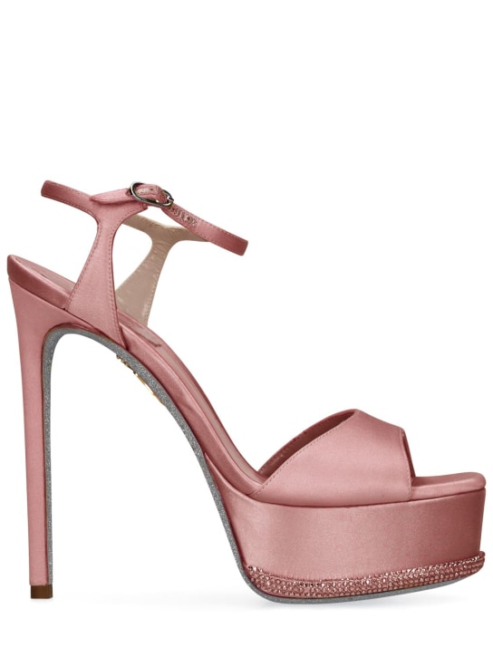 René Caovilla: 130mm Satin high heel sandals - Pembe - women_0 | Luisa Via Roma