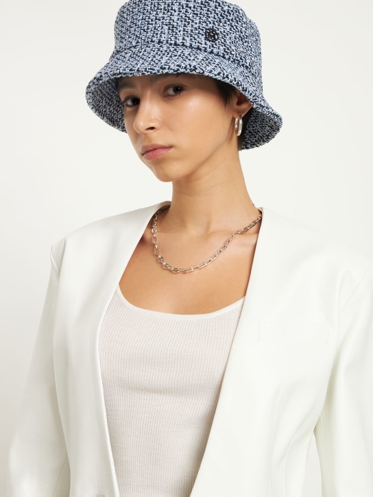 Maison Michel: Gorro pescador de tweed - Shiny Blue - women_1 | Luisa Via Roma