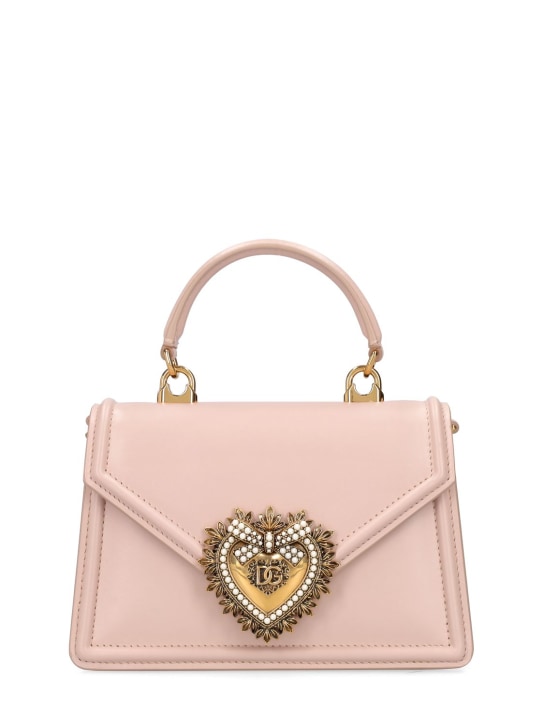 Dolce&Gabbana: Mini Devotion leather top handle bag - Powder Pink - women_0 | Luisa Via Roma