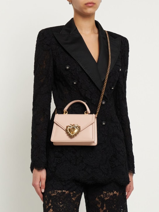Dolce&Gabbana: Mini Devotion leather top handle bag - Toz Pembe - women_1 | Luisa Via Roma