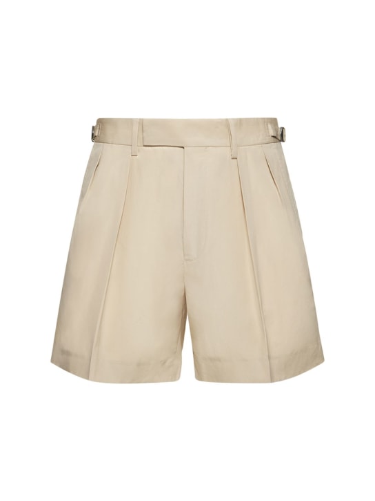 Mens pleated cotton on sale shorts