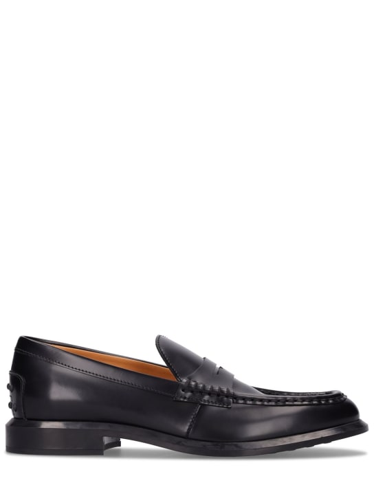 Tod's: Gomma brushed leather loafers - Black - women_0 | Luisa Via Roma