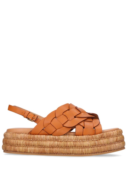 Tod's: 45mm Leather sandals - Tan - women_0 | Luisa Via Roma