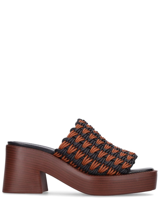 Tod's: 75mm Faux leather sandals - Siyah/Kahverengi - women_0 | Luisa Via Roma