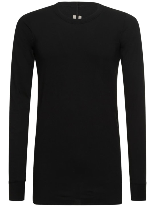 Rick Owens: Camiseta clásica de jersey de algodón - Negro - men_0 | Luisa Via Roma