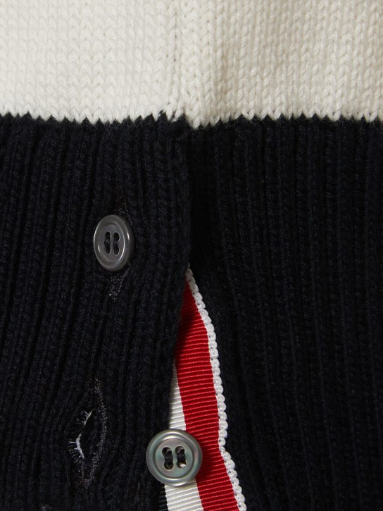Thom Browne: Cotton crewneck pullover w/stripes - men_1 | Luisa Via Roma