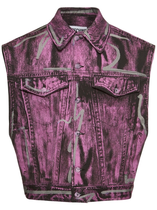 Moschino: Brush strokes print cotton bull vest - men_0 | Luisa Via Roma