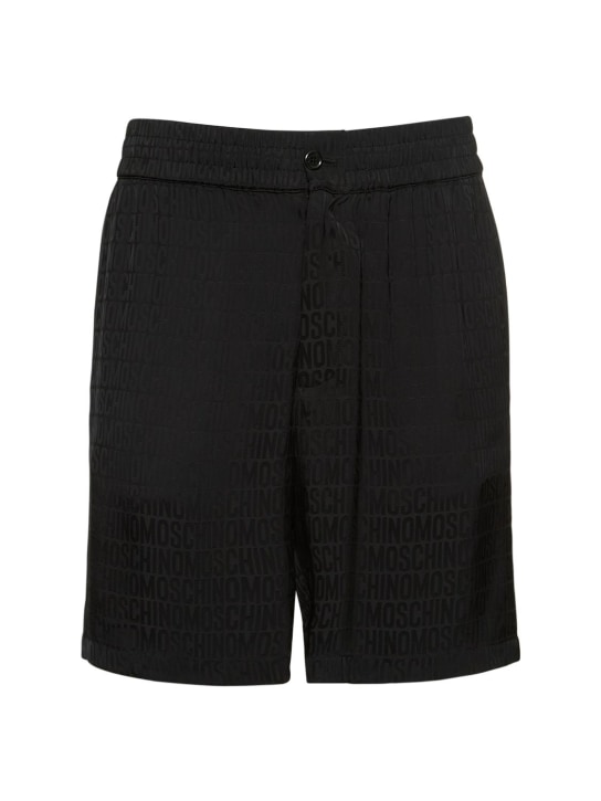 Moschino: Shorts in viscosa e seta con logo - men_0 | Luisa Via Roma