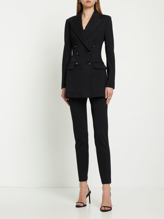 Dolce&Gabbana: Punto Milano平纹针织双排扣西服夹克 - 黑色 - women_1 | Luisa Via Roma