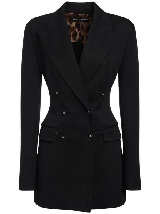 Dolce&Gabbana: Punto Milano平纹针织双排扣西服夹克 - 黑色 - women_0 | Luisa Via Roma