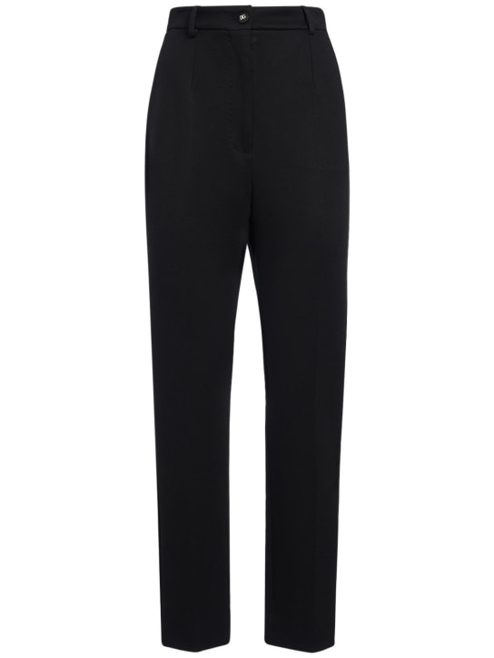 Dolce&Gabbana: Pantalones rectos de jersey - Negro - women_0 | Luisa Via Roma