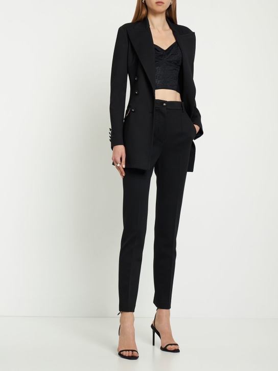 Dolce&Gabbana: Punto Milano jersey straight pants - Black - women_1 | Luisa Via Roma
