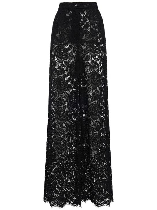Dolce&Gabbana: High rise flared lace pants - Black - women_0 | Luisa Via Roma