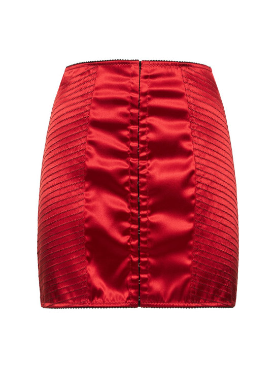 Dolce&Gabbana: Minifalda de satén stretch - Rojo - women_0 | Luisa Via Roma