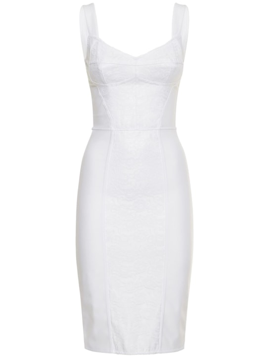 Dolce&Gabbana: Lace & satin corset midi dress - Beyaz - women_0 | Luisa Via Roma