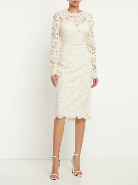 Dolce&Gabbana: レースドレス - ホワイト - women_1 | Luisa Via Roma
