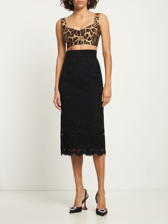 Dolce&Gabbana: Leopard print charmeuse crop top - Renkli - women_1 | Luisa Via Roma