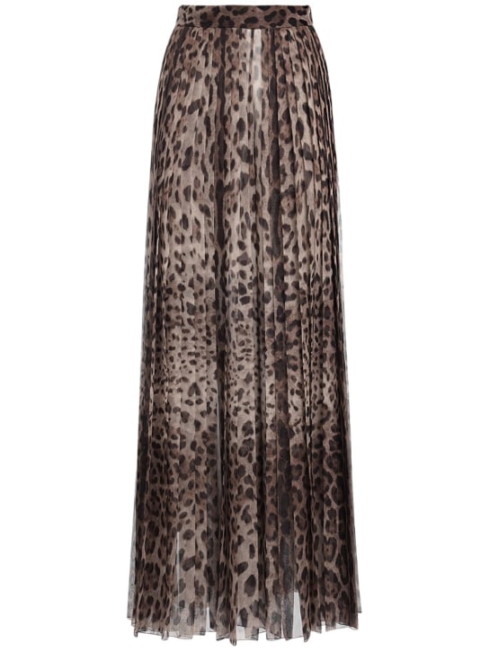 Dolce&Gabbana: Leopard print wide chiffon pants - Renkli - women_0 | Luisa Via Roma