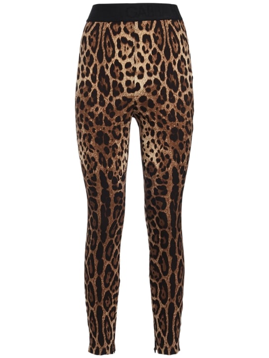 Dolce&Gabbana: Leopard print jersey leggings - Renkli - women_0 | Luisa Via Roma