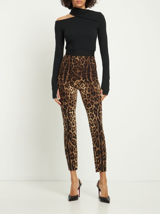 Dolce&Gabbana: Leopard print jersey leggings - Multicolor - women_1 | Luisa Via Roma