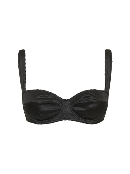 Dolce&Gabbana: Silk satin balconette bra - Black - women_0 | Luisa Via Roma