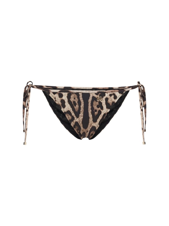 Dolce&Gabbana: Leopard print jersey bikini bottoms - Multicolor - women_0 | Luisa Via Roma