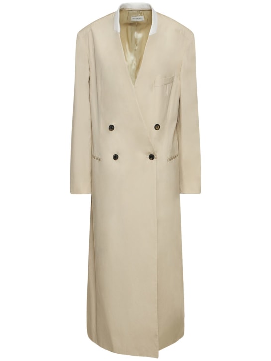 Dries Van Noten: Cotton poplin long coat - Light Beige - women_0 | Luisa Via Roma