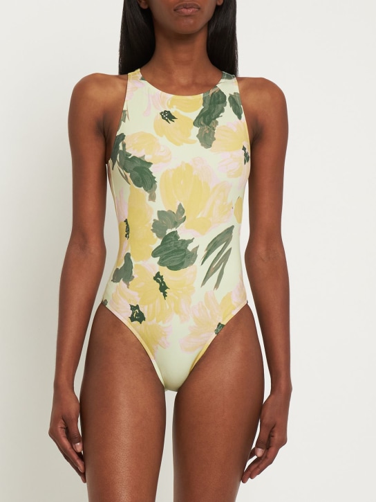 Dries Van Noten: Printed onepiece swimsuit - Yellow - women_1 | Luisa Via Roma