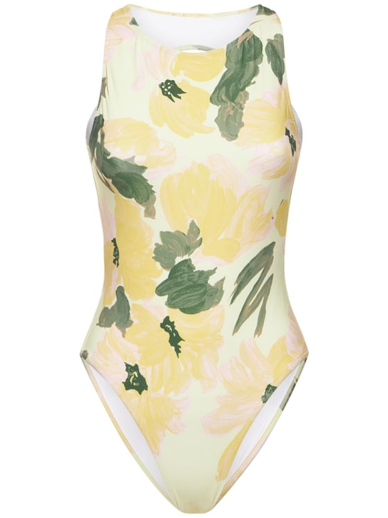 Dries Van Noten: Printed onepiece swimsuit - Yellow - women_0 | Luisa Via Roma