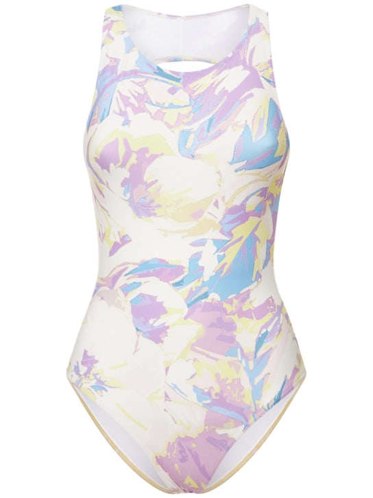 Dries Van Noten: Printed onepiece swimsuit - Multi Lilac - women_0 | Luisa Via Roma