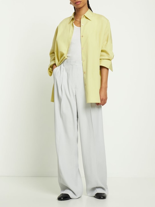 Dries Van Noten: Cotton poplin oversized shirt - Yellow - women_1 | Luisa Via Roma