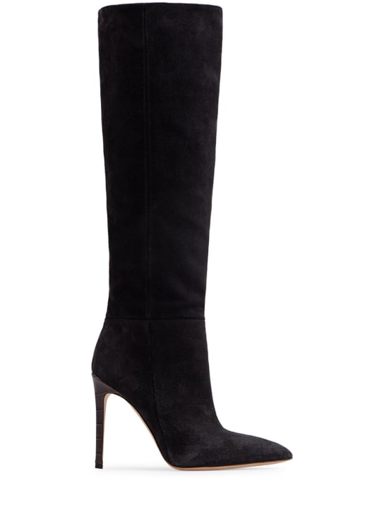 Paris Texas: 105mm Suede tall boots - Black - women_0 | Luisa Via Roma