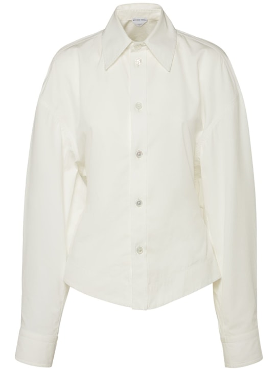 Bottega Veneta: 棉质衬衫 - 米白色 - women_0 | Luisa Via Roma