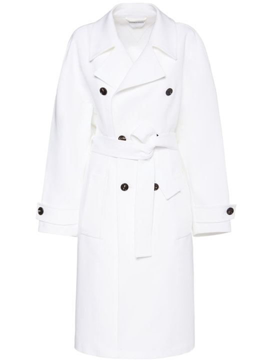 Bottega Veneta: Cotton trench coat - White - women_0 | Luisa Via Roma