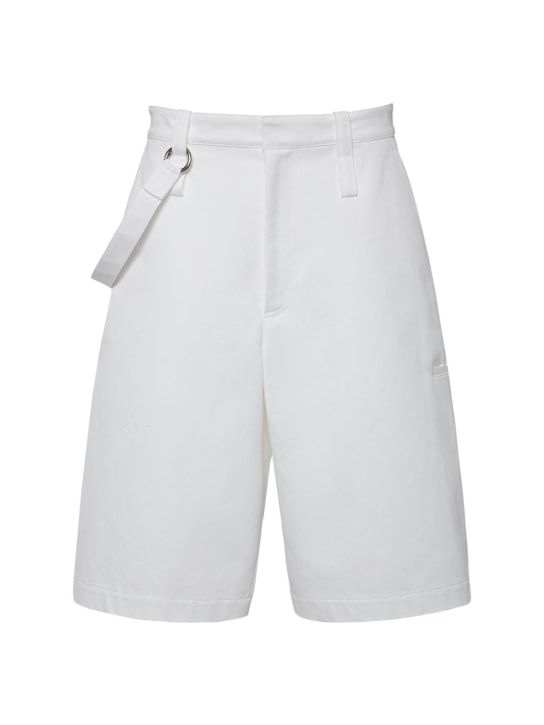 Bottega Veneta: Cotton twill shorts - Beyaz - women_0 | Luisa Via Roma