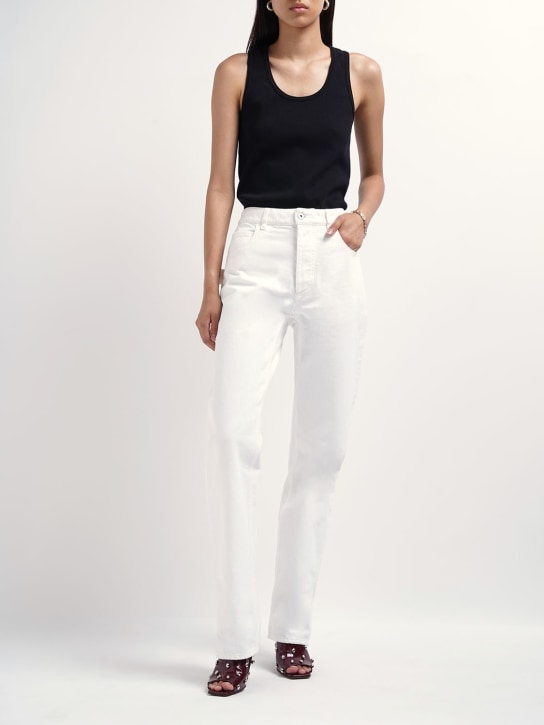 Bottega Veneta: 直筒柔软牛仔裤 - 白色 - women_1 | Luisa Via Roma