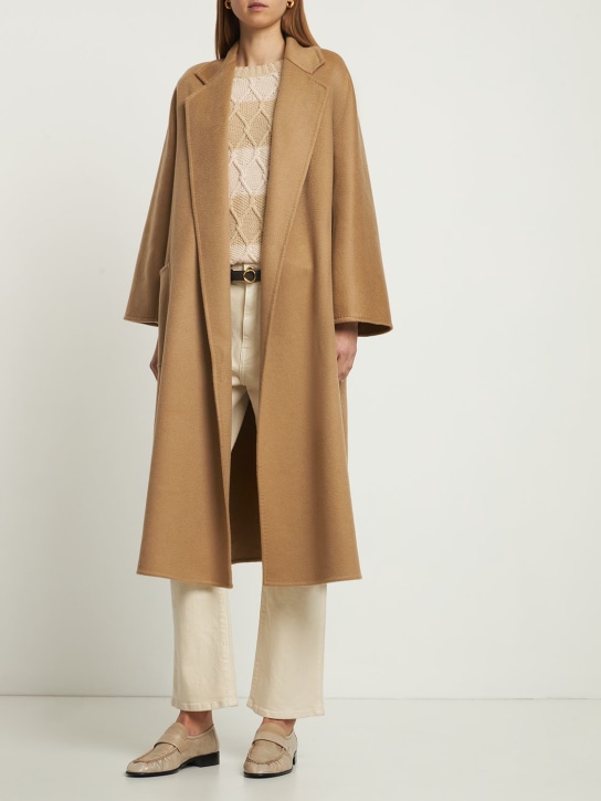 Max Mara: Ludmilla belted cashmere long coat - Malto - women_1 | Luisa Via Roma