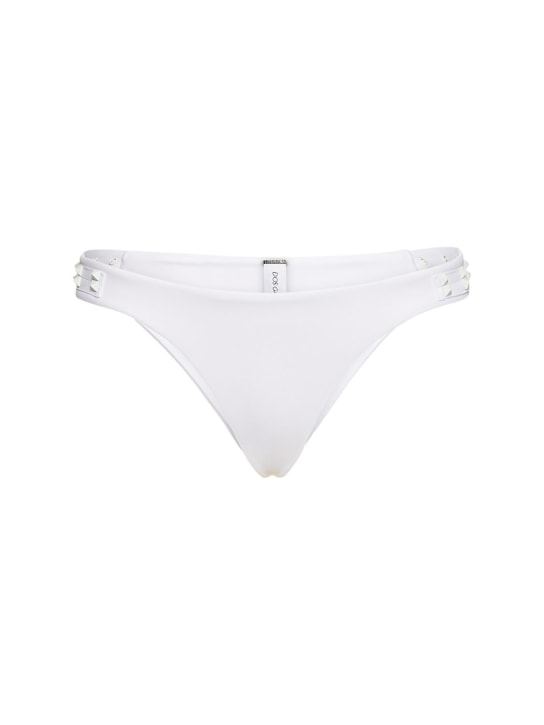 Dos Gardenias: Dreamcatcher studs bikini bottoms - White - women_0 | Luisa Via Roma