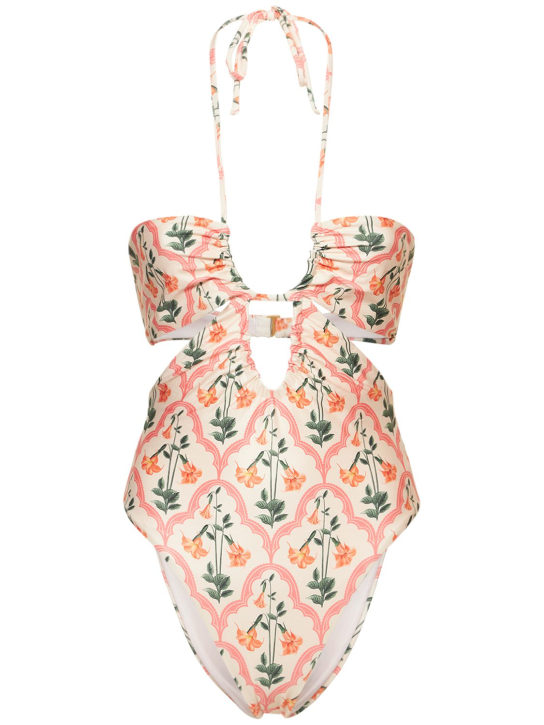 Agua By Agua Bendita: Bañador entero bordado - Blanco/Rojo - women_0 | Luisa Via Roma